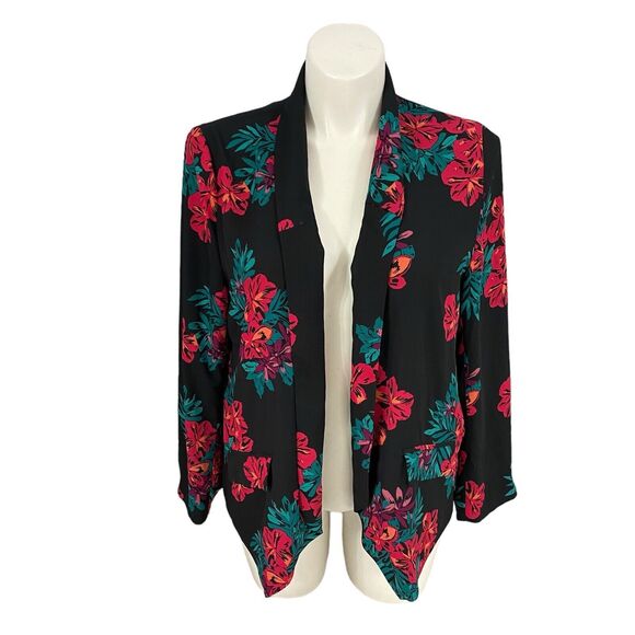 GNW Blazer Womens XL Floral Chiffon Jacket Work Office Casual Church Shawl Lapel - Picture 7 of 15